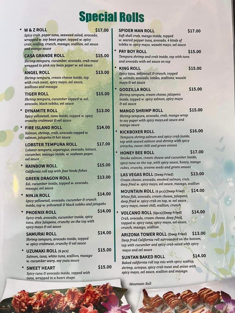 W & Z Asian Bistro & Sushi Bar - Casa Grande, AZ menu_pic
