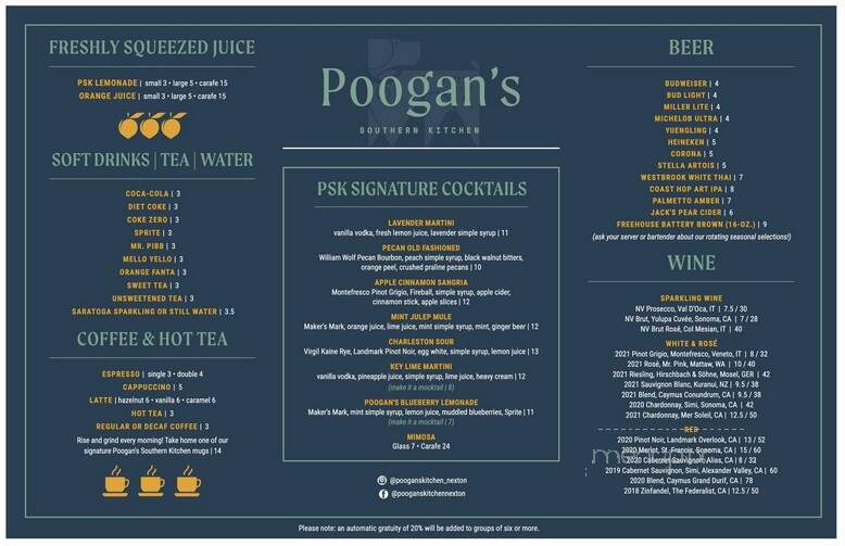 Poogan's Southern Kitchen - Columbia, SC menu_pic