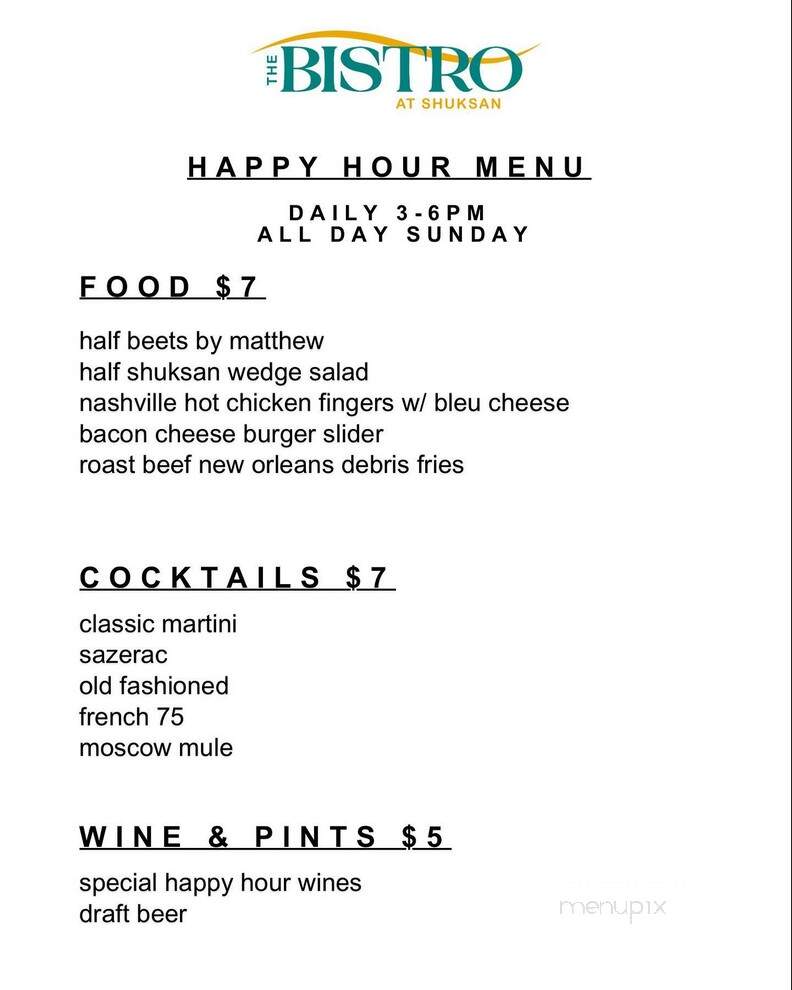 The Bistro at Shuksan - Bellingham, WA menu_pic