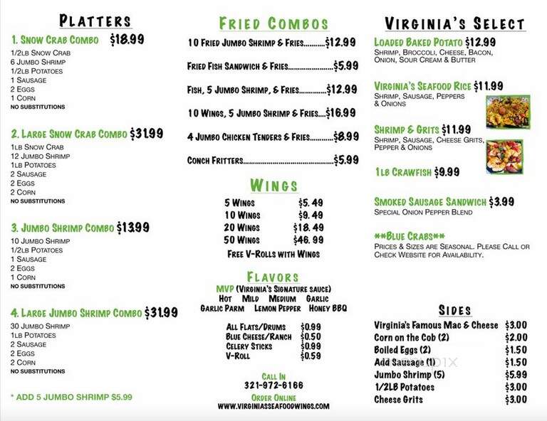Virginia's Seafood & Wings - Longwood, FL menu_pic