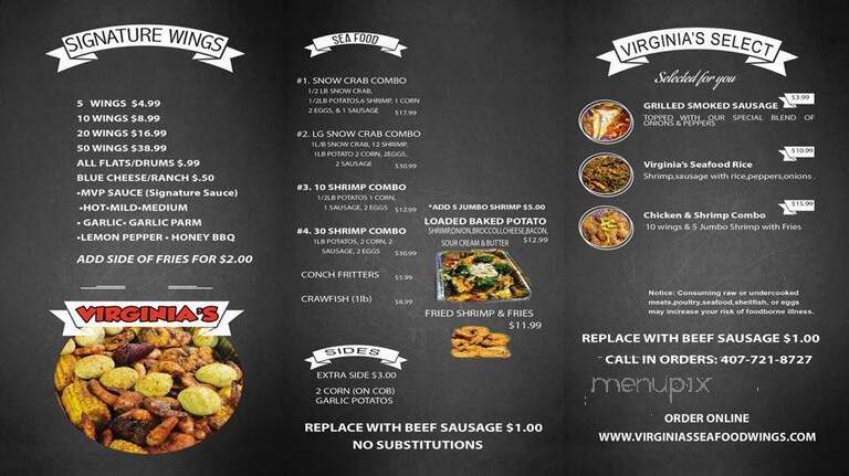 Virginia's Seafood & Wings - Longwood, FL menu_pic