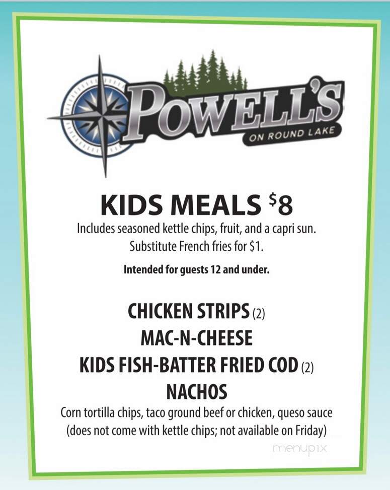 Powell's on Round Lake - Hayward, WI menu_pic