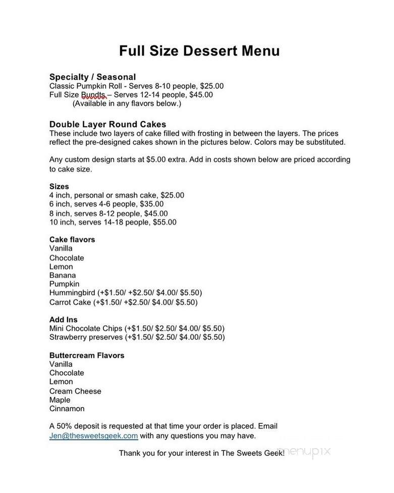 The Sweets Geek - Willoughby, OH menu_pic