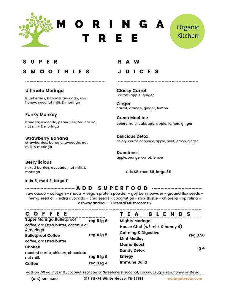 The Moringa Tree - White House, TN menu_pic