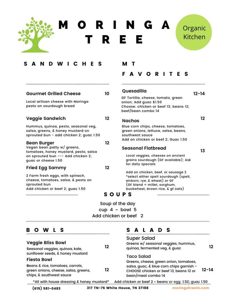 The Moringa Tree - White House, TN menu_pic