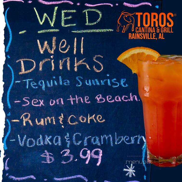 Toros Cantina and Grills - Rainsville, AL menu_pic