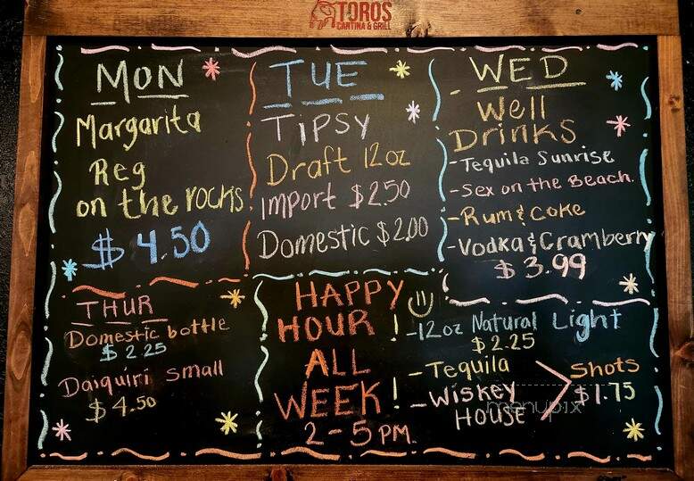 Toros Cantina and Grills - Rainsville, AL menu_pic