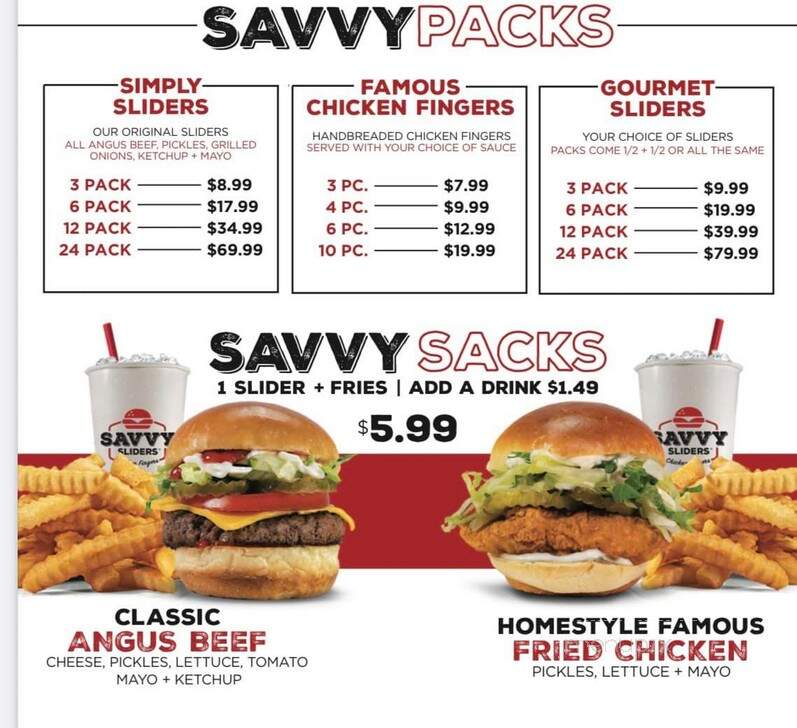 Savvy Sliders - Port Huron, MI menu_pic