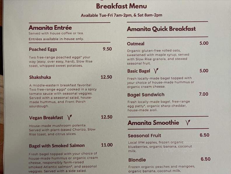 Amanita - Lancaster, PA menu_pic
