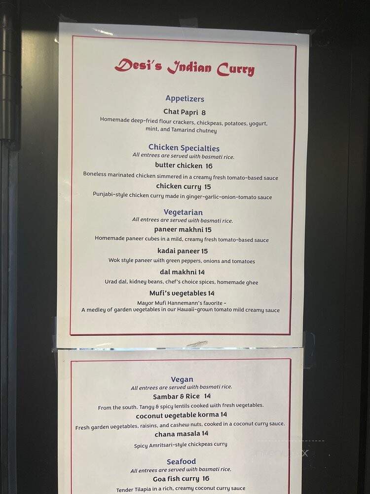 Desi's Indian Curry - Honolulu, HI