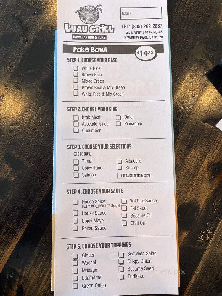 Luau Grill Hawaiian BBQ & Poke - Thousand Oaks, CA menu_pic