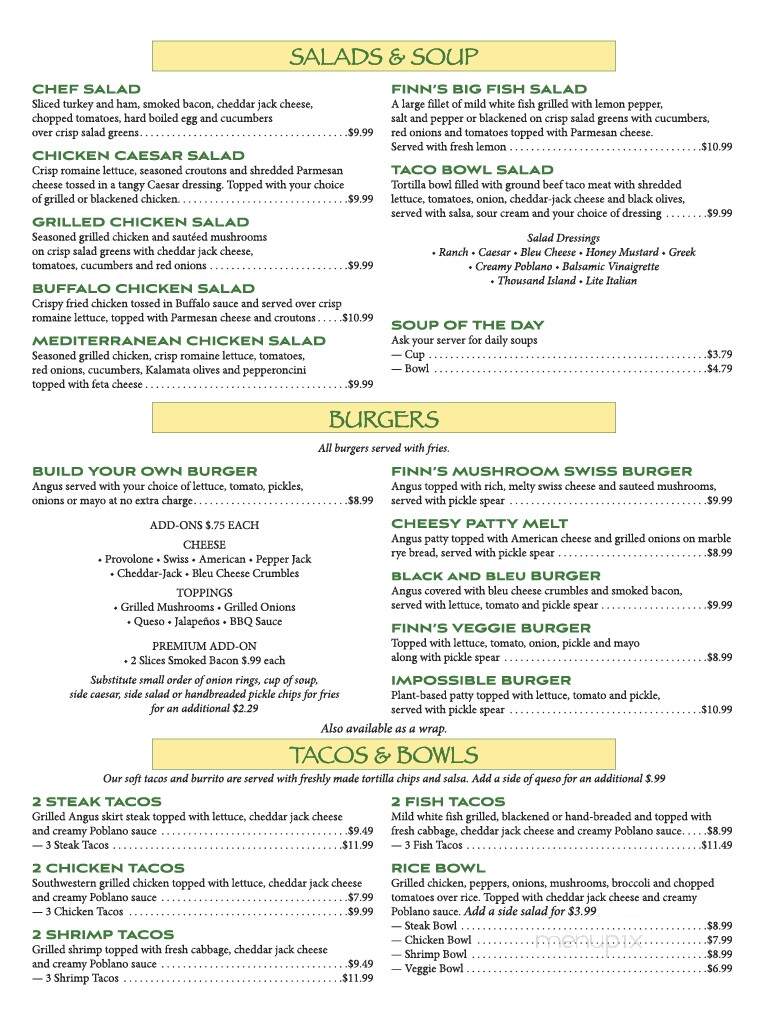 Finnegan's Grille & Pub - Port Charlotte, FL menu_pic
