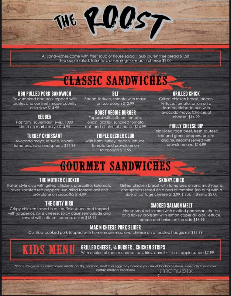 The Roost - Donnelly, ID menu_pic
