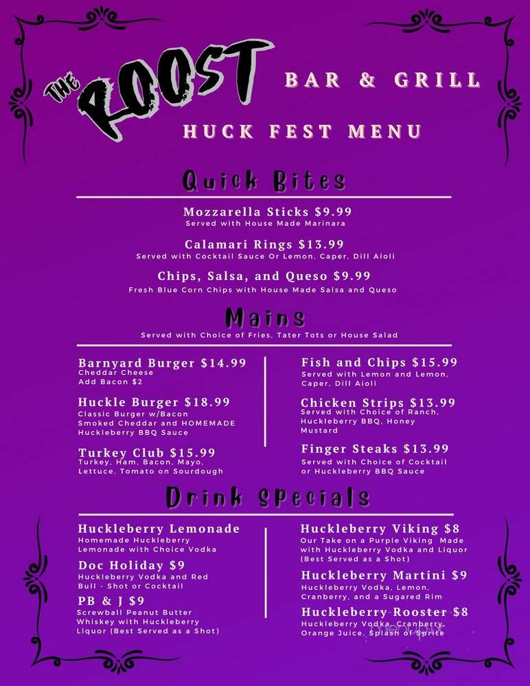 The Roost - Donnelly, ID menu_pic
