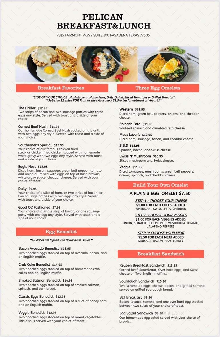 Pelican Breakfast & Lunch - Pasadena, TX menu_pic