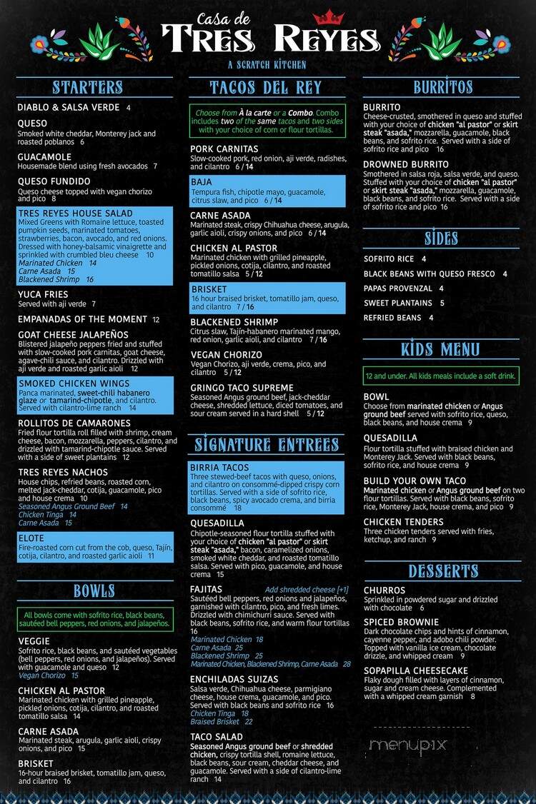 Casa de Tres Reyes - Des Peres, MO menu_pic