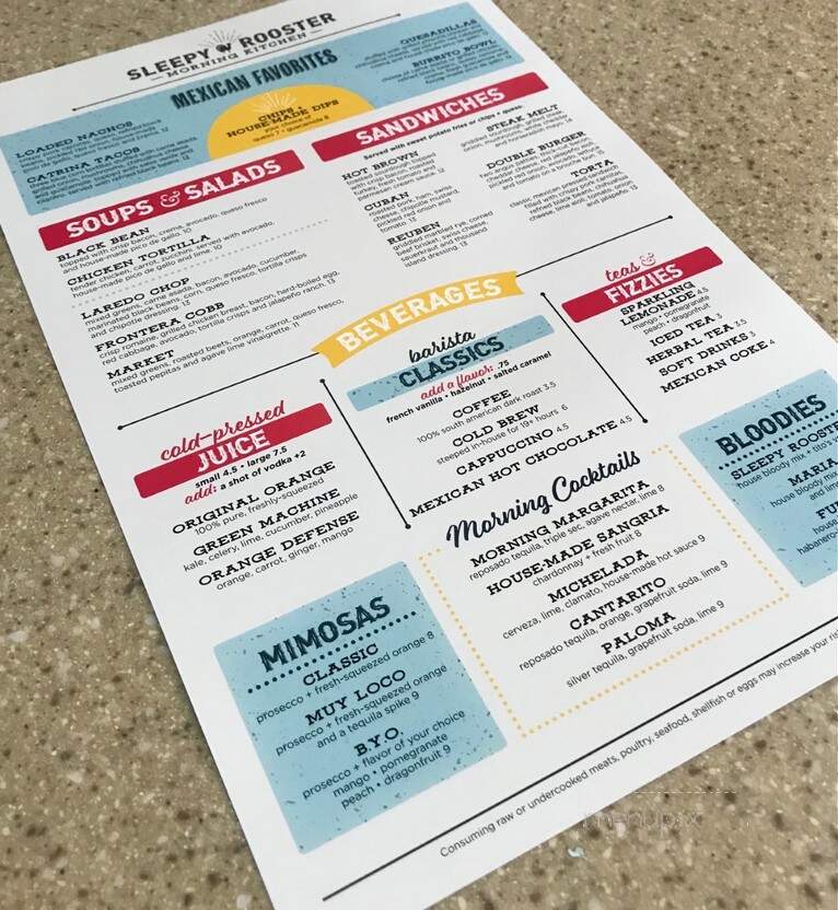 Sleepy Rooster Morning Kitchen - New Albany, IN menu_pic