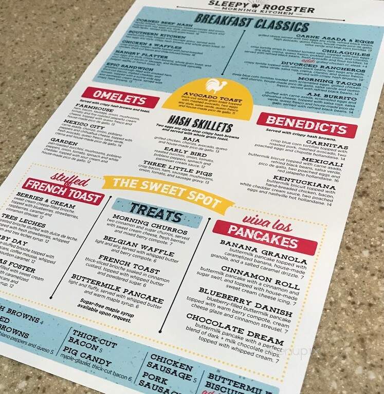 Sleepy Rooster Morning Kitchen - New Albany, IN menu_pic