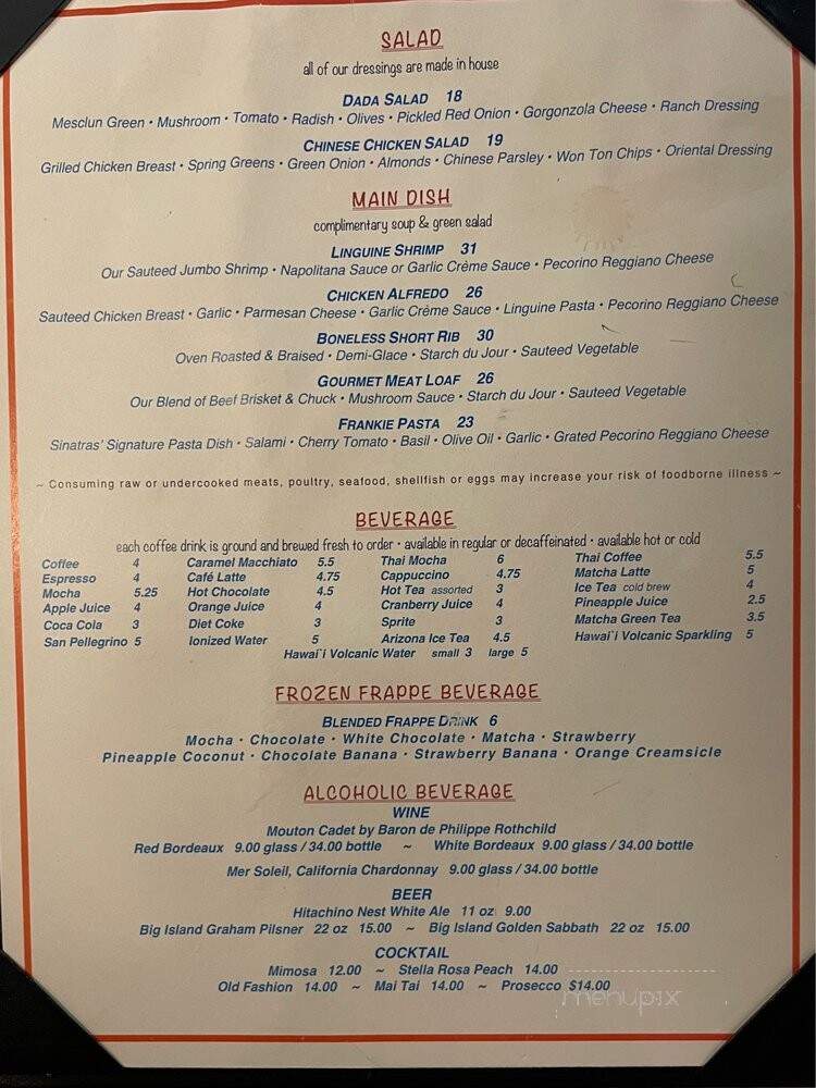 The Cafe at Dada - Honolulu, HI menu_pic