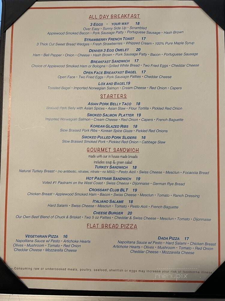 The Cafe at Dada - Honolulu, HI menu_pic