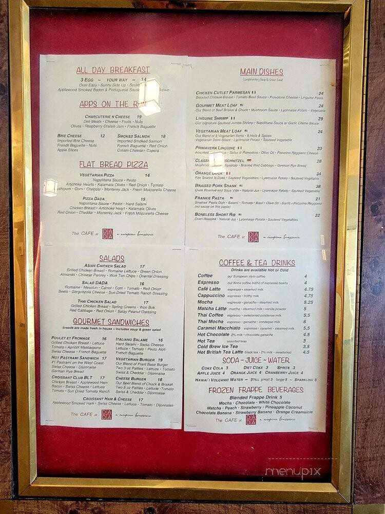 The Cafe at Dada - Honolulu, HI menu_pic