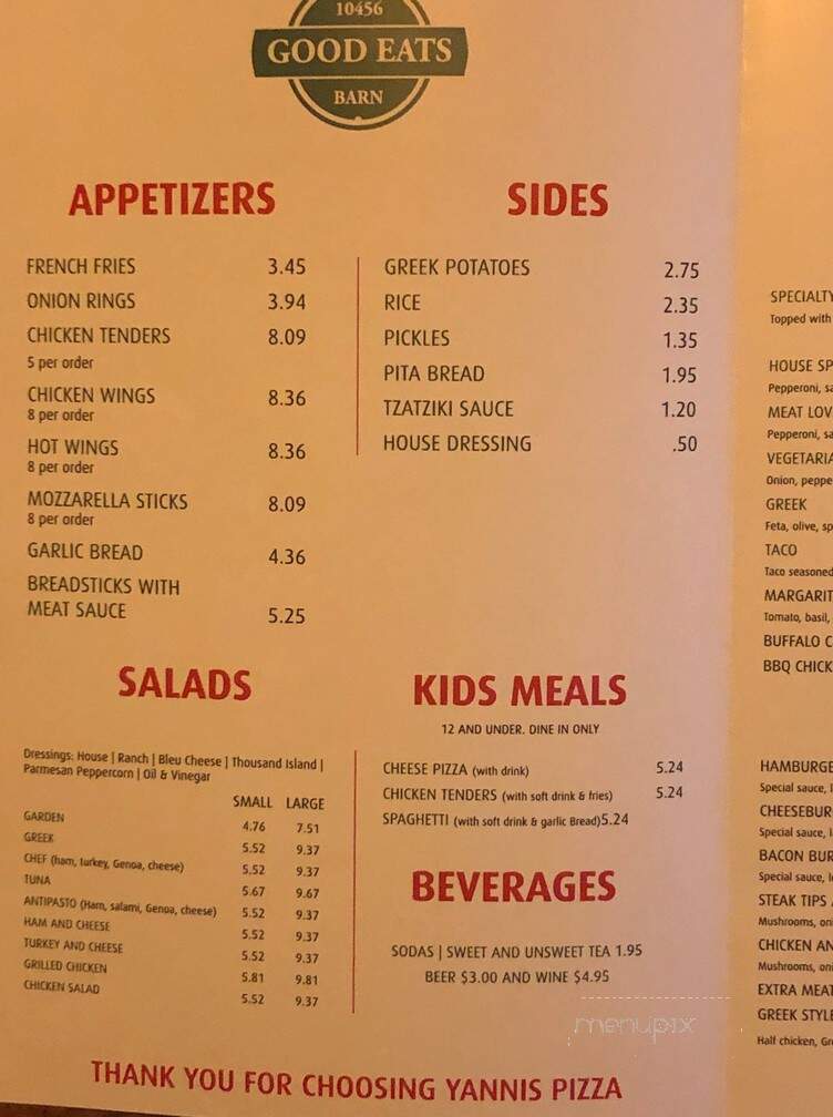 Yannis Pizza - Barnwell, SC menu_pic