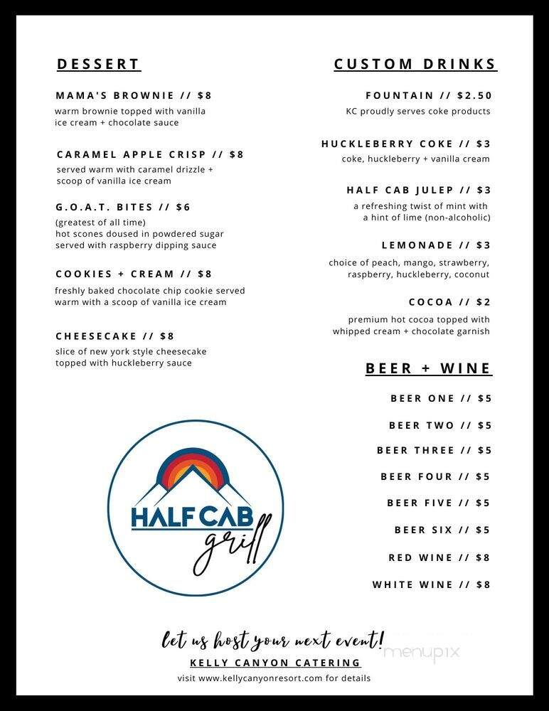 Half Cab Grill - Ririe, ID menu_pic