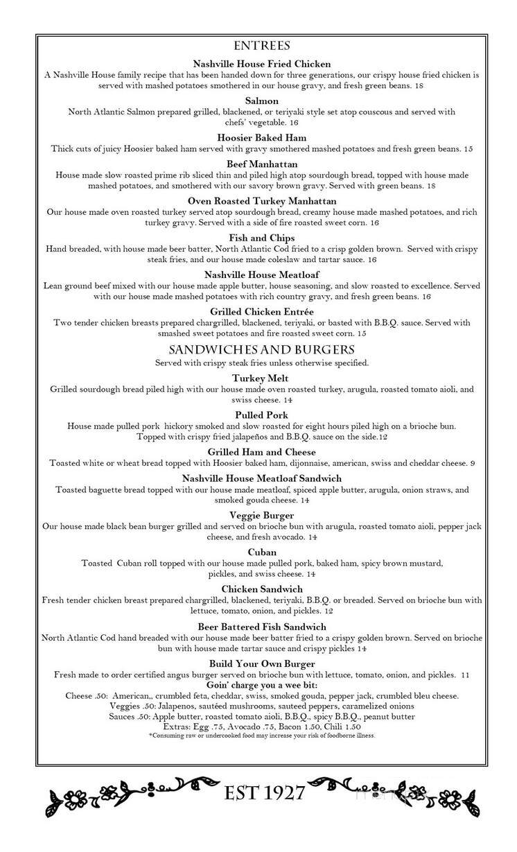 The Nashville Chop House - Nashville, IN menu_pic