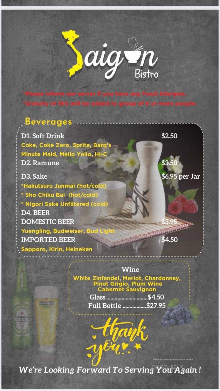 Saigon Bistro - DeLand, FL menu_pic