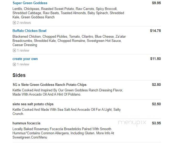 sweetgreen - Troy, MI menu_pic