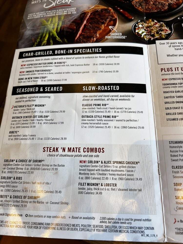 Outback Steakhouse - Fayetteville, GA menu_pic