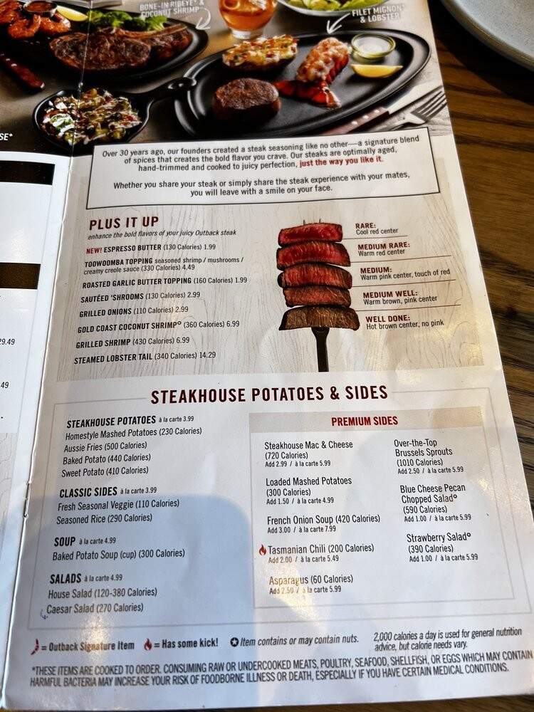 Outback Steakhouse - Fayetteville, GA menu_pic