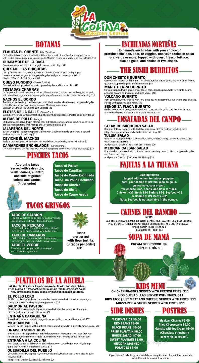 La Colina Mexican Cantina - Warren, NJ menu_pic