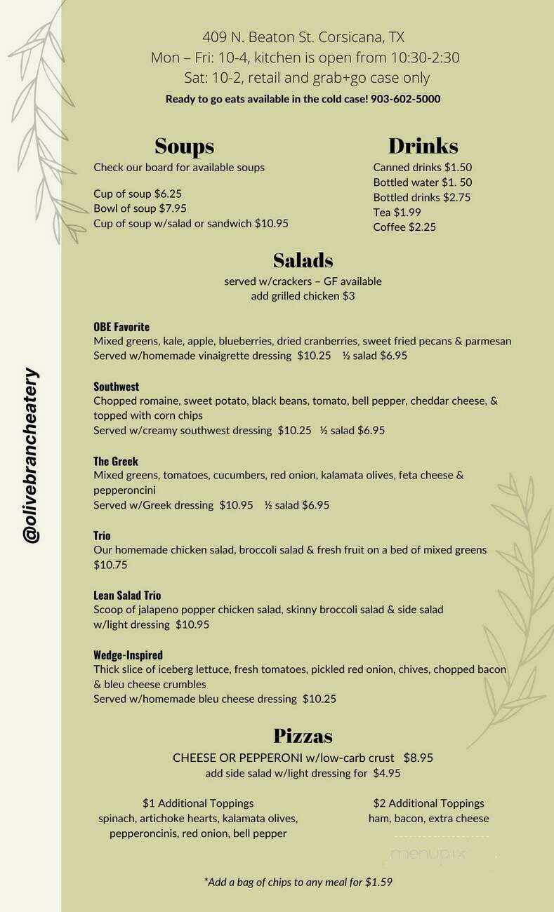 Olive Branch Eatery - Corsicana, TX menu_pic