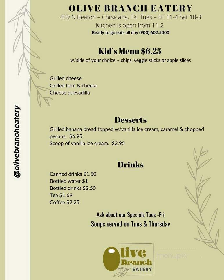 Olive Branch Eatery - Corsicana, TX menu_pic