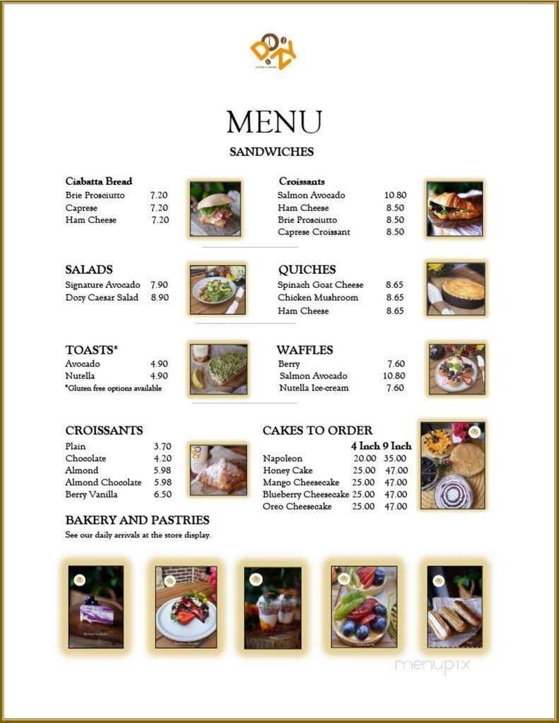 Dozy Coffee & Bakery - Roswell, GA menu_pic