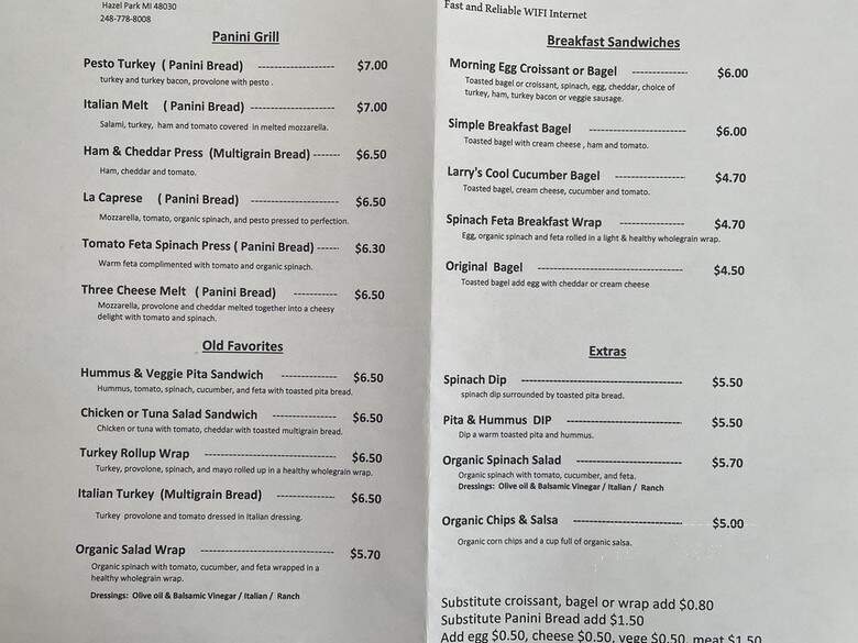 Java Hutt - Hazel Park, MI menu_pic