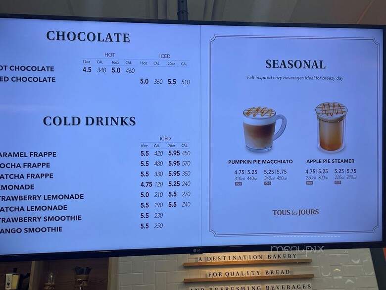 Tous Les Jours - Indianapolis, IN menu_pic