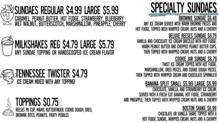 421 Creamery - Mountain, TN menu_pic