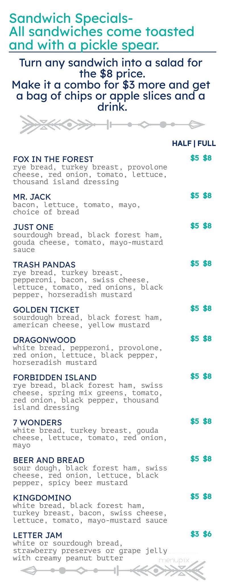 Main Street's Bored Game Cafe - Alexandria, KY menu_pic