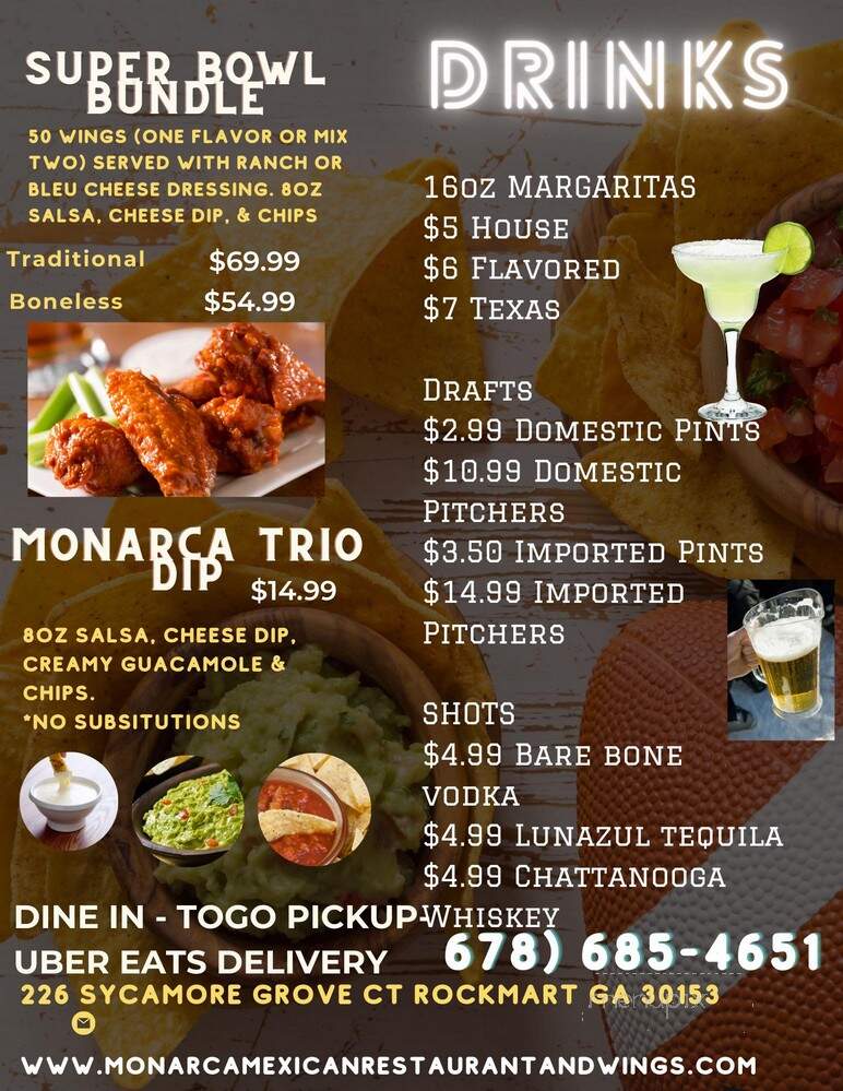 Monarca Wings & Mexican Restaurant - Rockmart, GA menu_pic
