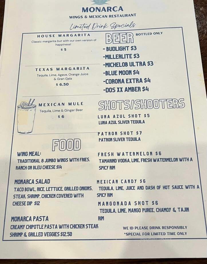 Monarca Wings & Mexican Restaurant - Rockmart, GA menu_pic