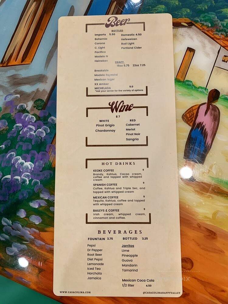 Casa Colima Mexican Restaurant - Happy Valley, OR menu_pic