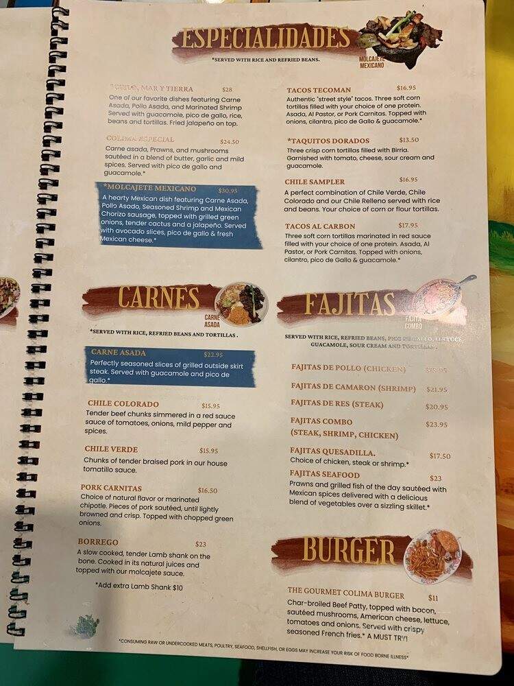Casa Colima Mexican Restaurant - Happy Valley, OR menu_pic