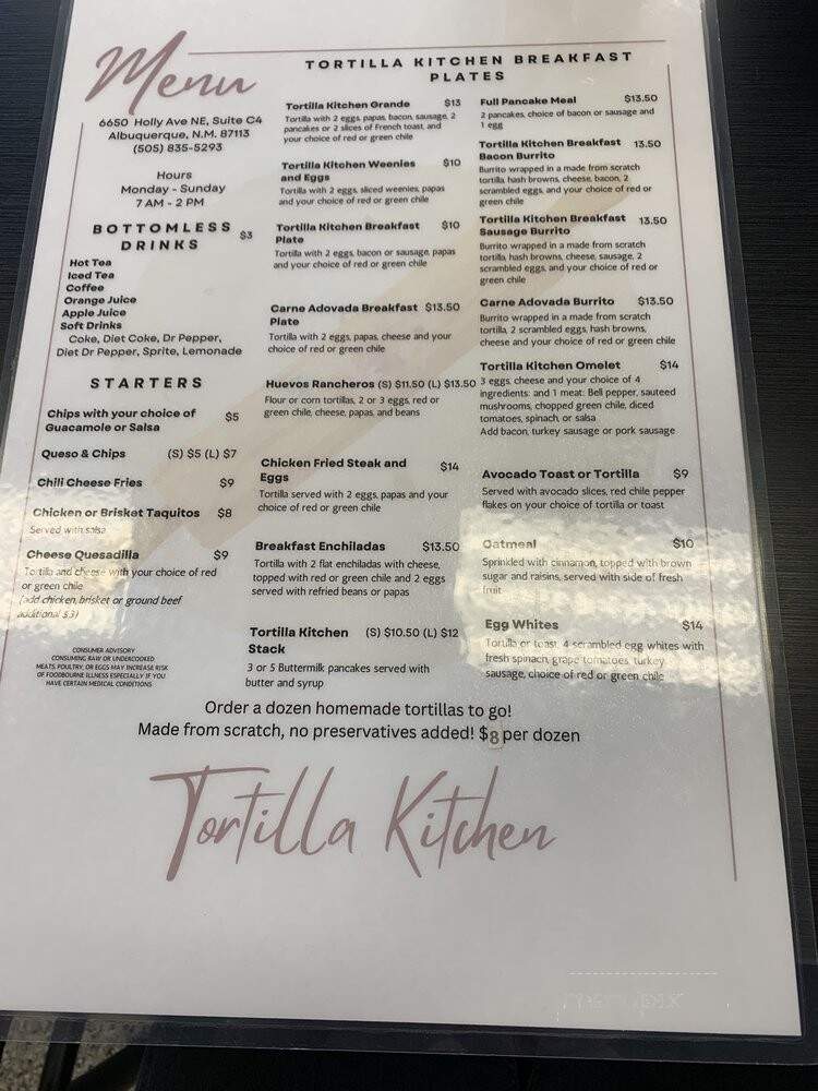 Tortilla Kitchen - Albuquerque, NM menu_pic