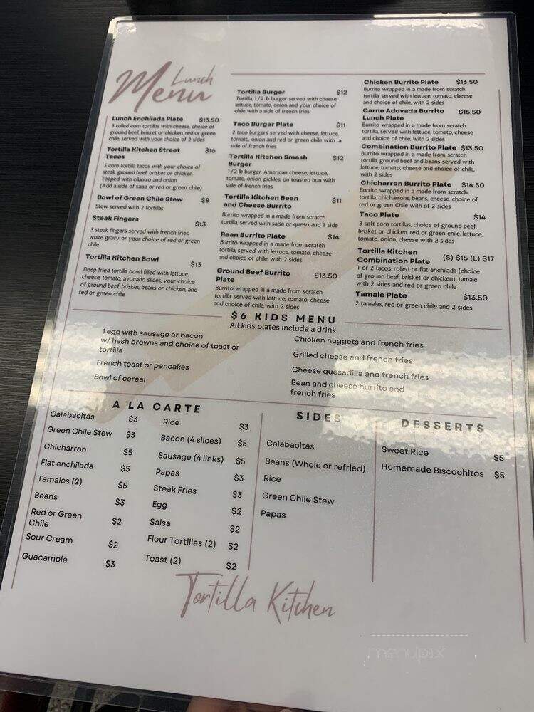 Tortilla Kitchen - Albuquerque, NM menu_pic