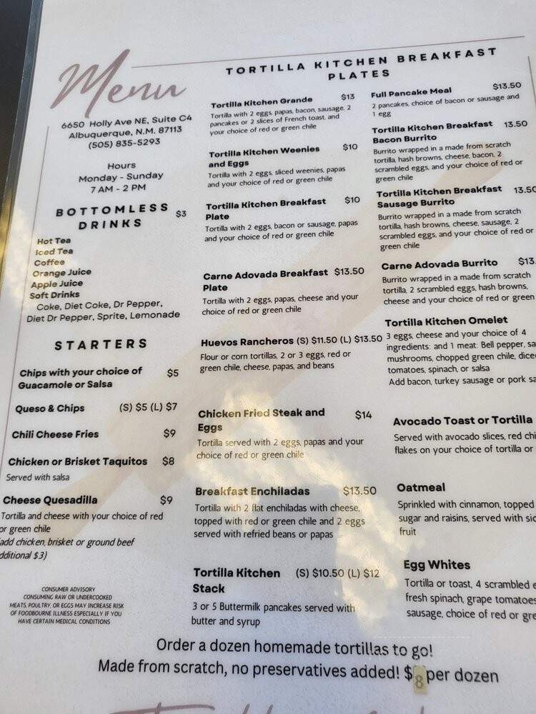 Tortilla Kitchen - Albuquerque, NM menu_pic