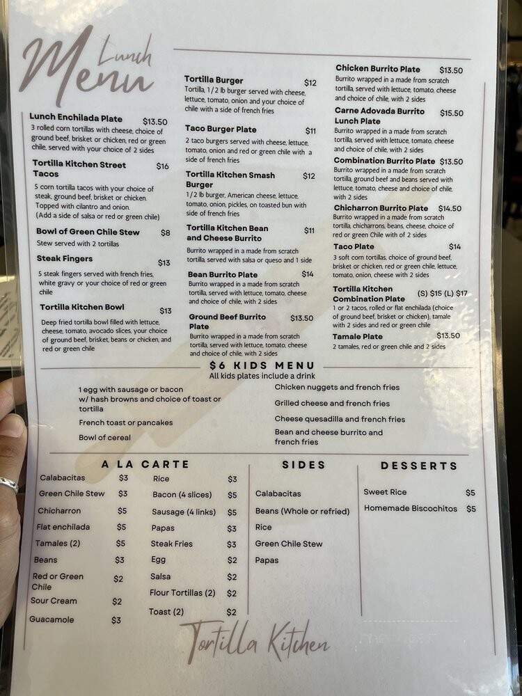 Tortilla Kitchen - Albuquerque, NM menu_pic