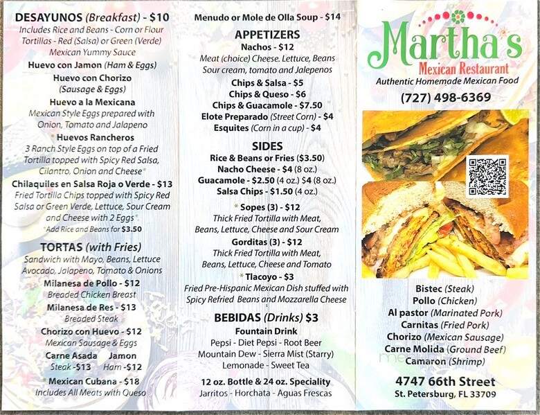 Martha's Mexican Restaurant - St. Petersburg, FL menu_pic