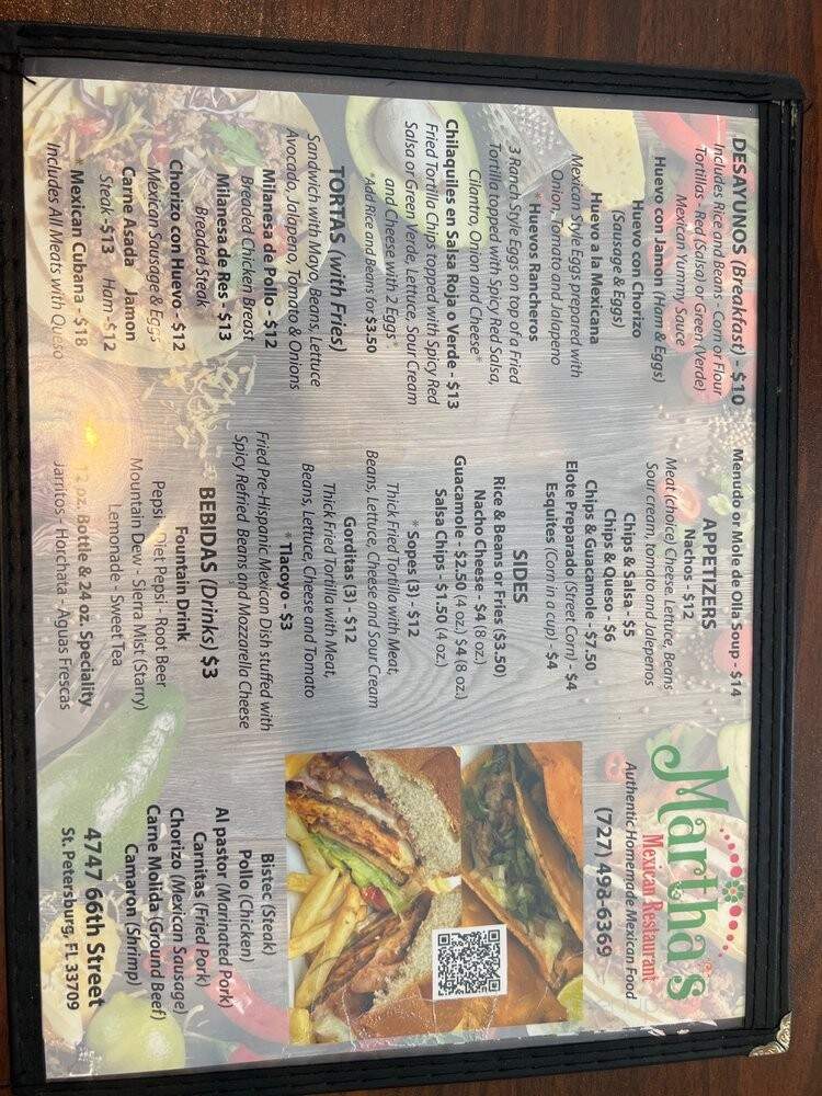 Martha's Mexican Restaurant - St. Petersburg, FL menu_pic